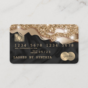 Visite Carte de crédit à séchage stylisé en soie dorée