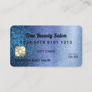 Visite Carte de crédit Aqua Blue Parties scintillant Cert
