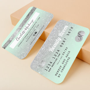 Visite Carte de crédit argent parties scintillant beauté