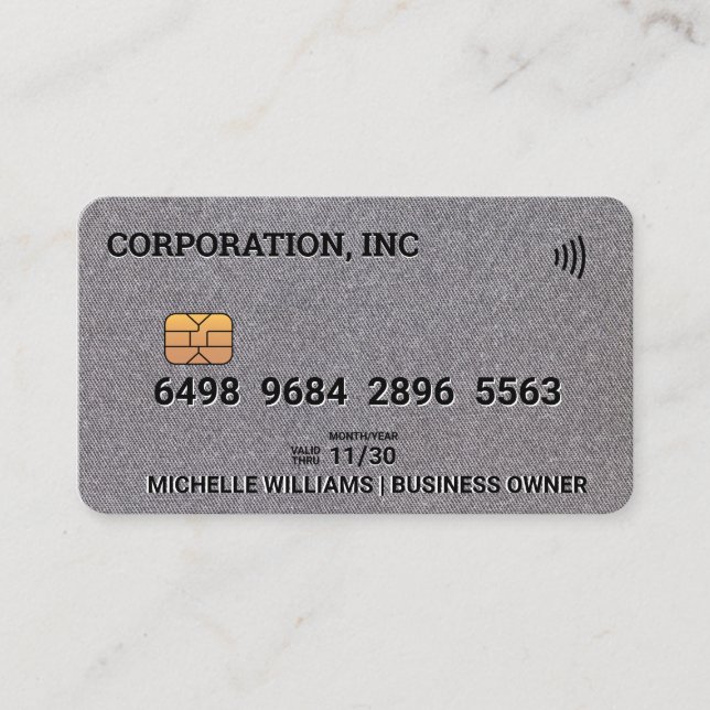 Visite Carte de crédit | Arrière - plan de lin (Devant)