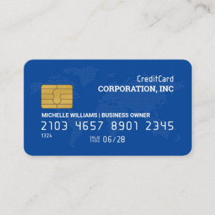 Visite Carte de crédit   Bleu   Carte du monde