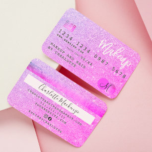 Visite Carte de crédit chic rose parties scintillant maqu