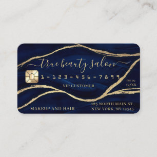 Visite Carte de crédit de signature en marbre bleu Gold N