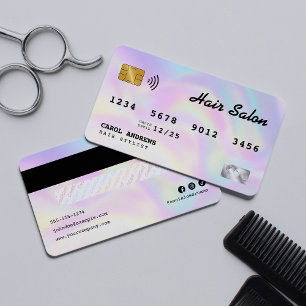 Visite Carte de crédit du salon de coiffure holographique