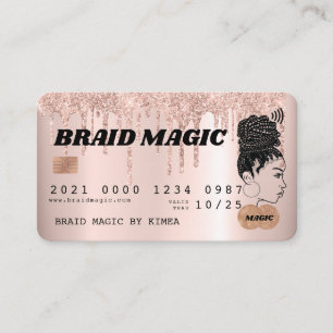 Visite Carte de crédit Hair Braider Rose Gold Blush Salo