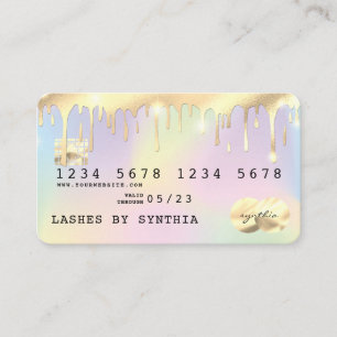 Visite Carte de crédit Holograph Unicorn Driving Gold