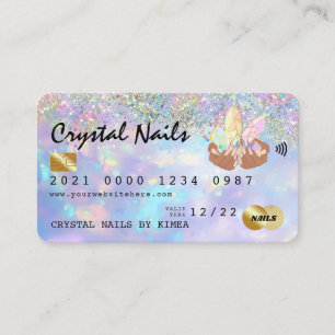 Visite Carte de crédit Holographique Opal Crystal Nail T