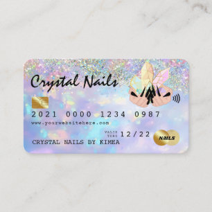 Visite Carte de crédit Holographique Opal Crystal Nail T