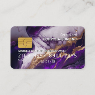 Visite Carte de crédit   Marbre bleu violet or