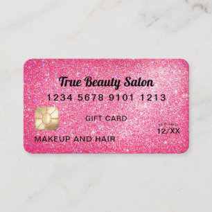 Visite Carte de crédit Neon Pink Parties scintillant Cert