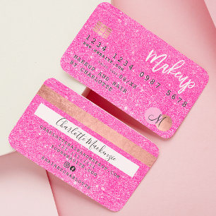 Visite Carte de crédit néon rose parties scintillant maqu