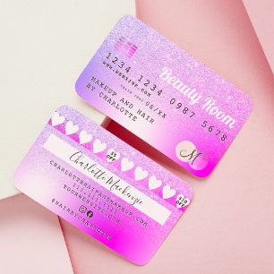 Visite Carte de crédit rose violet parties scintillant mé