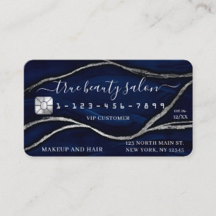 Visite Carte de crédit signature en marbre bleu Silver Na