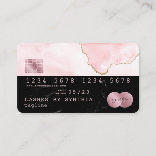 Visite Carte de crédit Styled Black Marble blush rose agn