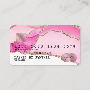 Visite Carte de crédit Styled Pink Agate Gold Maquillage