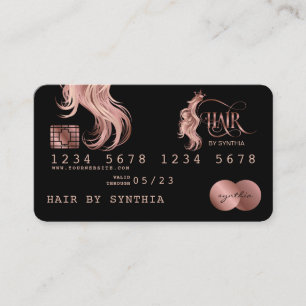 Visite Carte de crédit Styliste Rose stylisée Gold cheveu