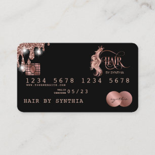 Visite Carte de crédit Styliste Rose stylisée Gold cheveu