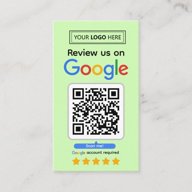 Visite Carte de demande d'avis Google avec logo et code Q (Devant)