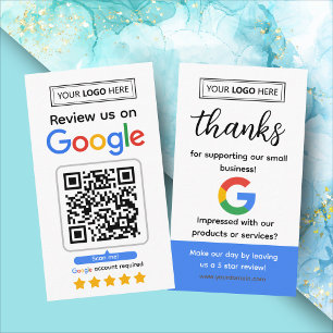 Visite Carte de demande d'avis Google avec logo et code Q