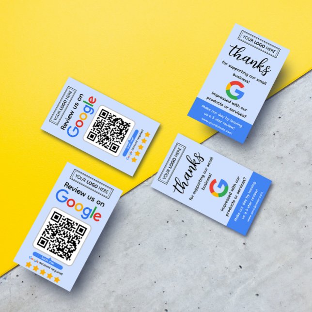 Visite Carte de demande d'avis Google avec logo et QR Cod (Google business review request cards with logo and qr code, get 5 star reviews for your business)