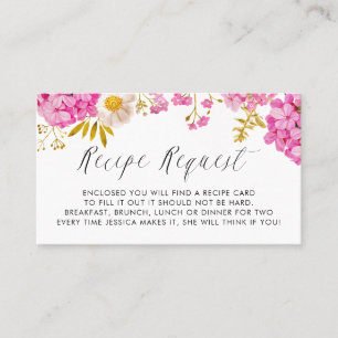 Visite Carte de demande de recette Magenta Watercolor Hyd