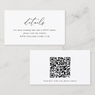Visite Carte de détails du code QR du Mariage noir et bla