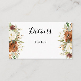 Visite Carte de détails mariage floral d'automne