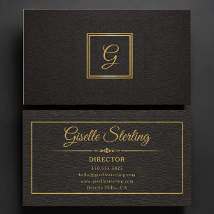 Visite Carte de directeur à motif doré et noir