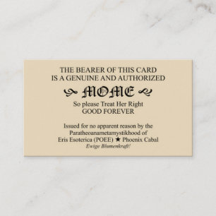 Visite Carte de Discordian Mome (version de dames de pape