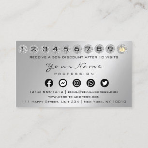 Visite Carte de fidélité 10 Punch Crown Argent QR Logo Ph