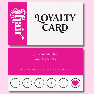 Visite Carte de fidélité client de coiffeur Rose Chaud