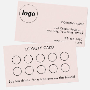 Visite Carte de Fidélité Client Simple Logo et Texte Rose