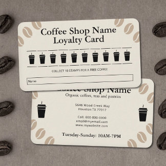 Visite Carte de Fidélité Élégante pour Café