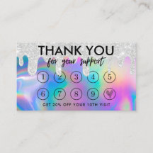 Carte de fidélité Faux Holographic Maquillage Drip