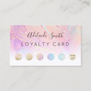 Visite carte de fidélité FAUX holographique rose