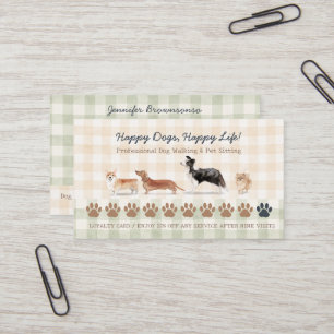 Visite Carte de fidélité Gingham de garde de chiens et de