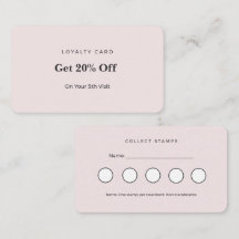 Carte de fidélité minimaliste rose pour esthéticie