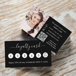 Visite Carte de fidélité photo de code QR noir blanc