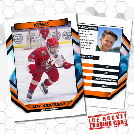 Visite Carte de hockey sur glace en orange blanc cool