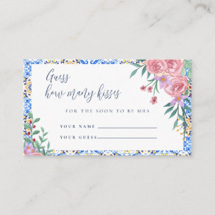 Visite Carte de jeu de Fête des mariées Floral Blue Tile