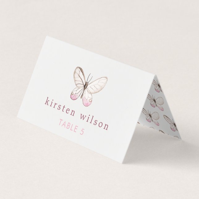 Visite Carte de lieu pliée simple à papillon transparent (Devant)