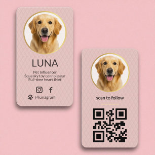Visite Carte de médias sociaux QR Code Photo de Chien Ros