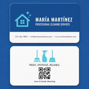 Visite Carte de nettoyage de maison code QR bleu