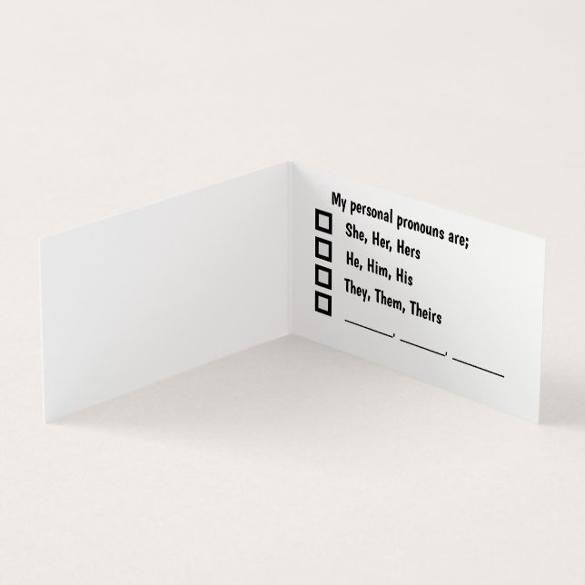 Visite Carte de préférence Pronoun personnelle (Intérieur)