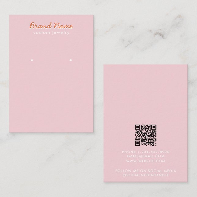 Visite Carte de Présentation de Bijoux à Script Rose Mini (Devant / Derrière)
