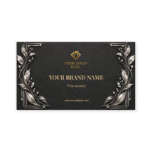 Carte de présentation de bijoux en argent noir cha