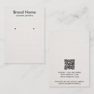 Visite Carte de présentation de bijoux en lin beige minim
