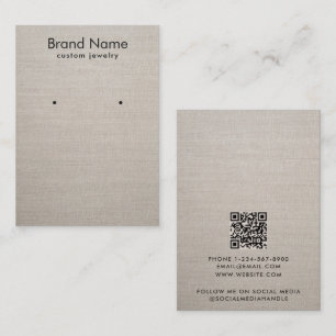 Visite Carte de présentation de bijoux en lin beige minim