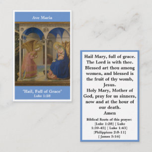Visite Carte de prière Ave Maria Hail Mary