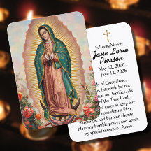 Carte de prière de Notre-Dame de Guadalupe